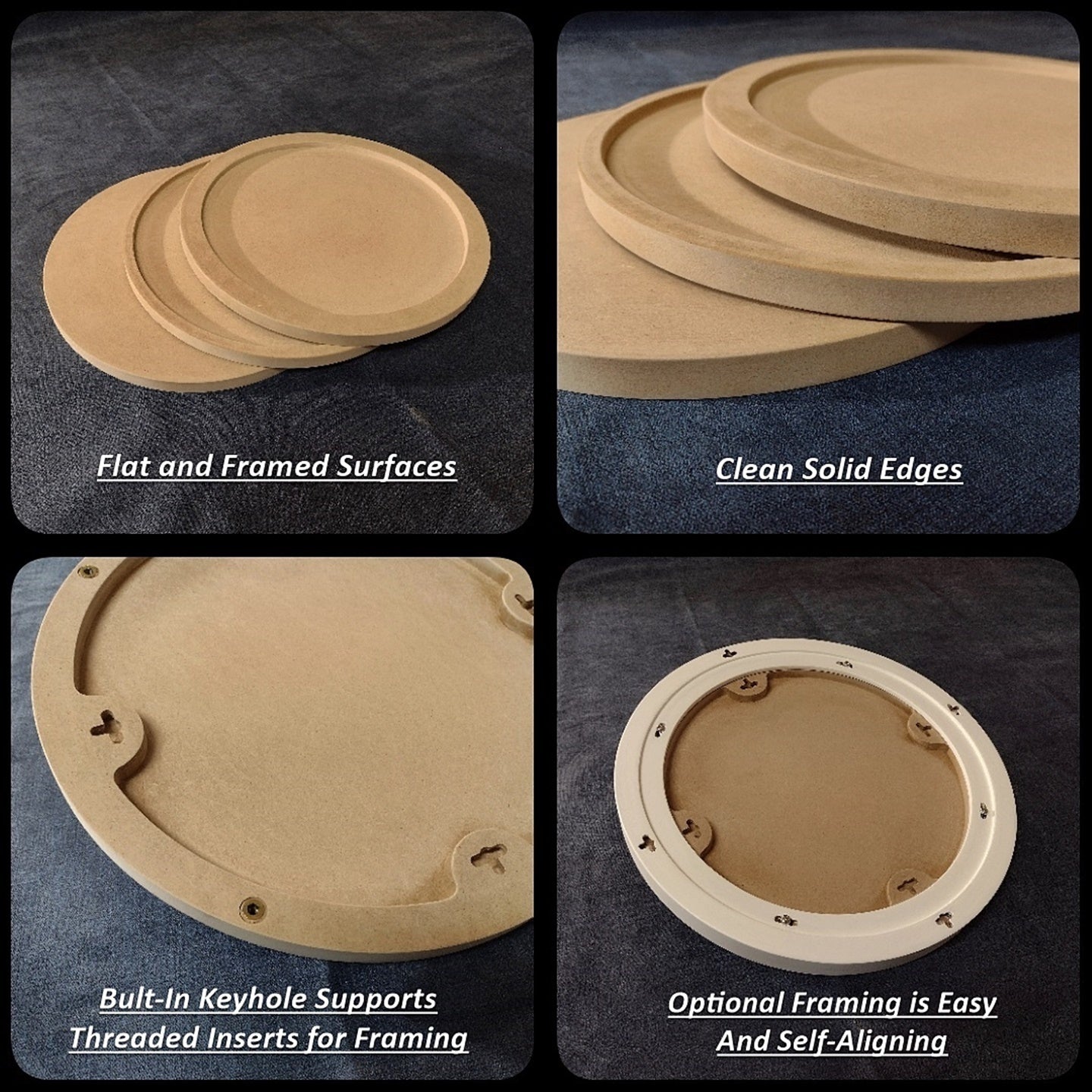 Round Craft Panel - Fiberboard - FLAT - 3/4" Thick