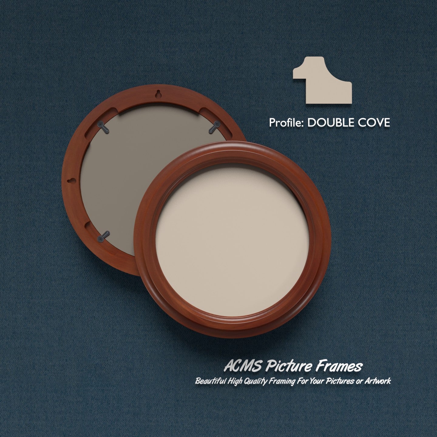 Round Picture Frame - Double Cove Profile - 1.25" Frame Width