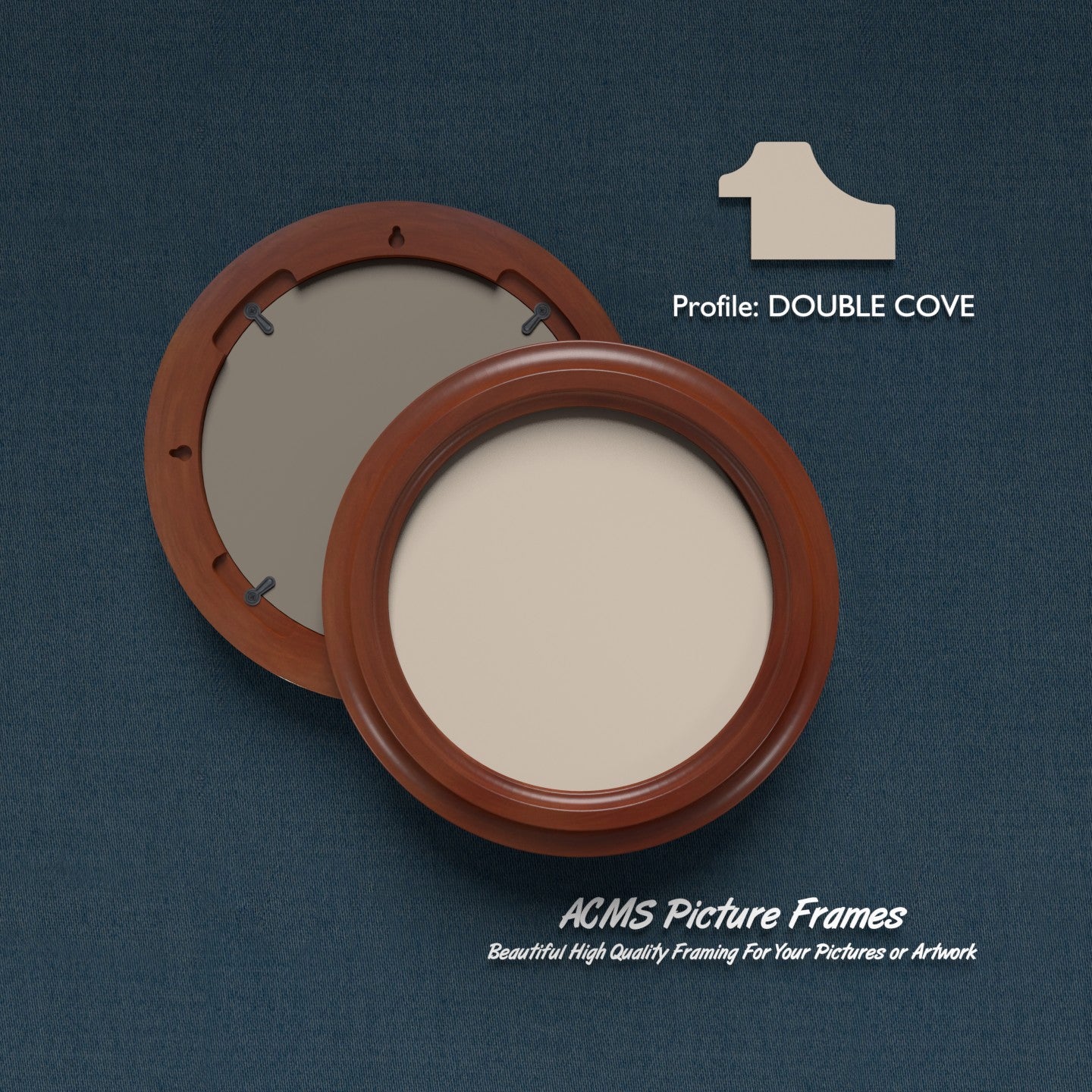 Round Picture Frame - Double Cove Profile - 1.50" Frame Width
