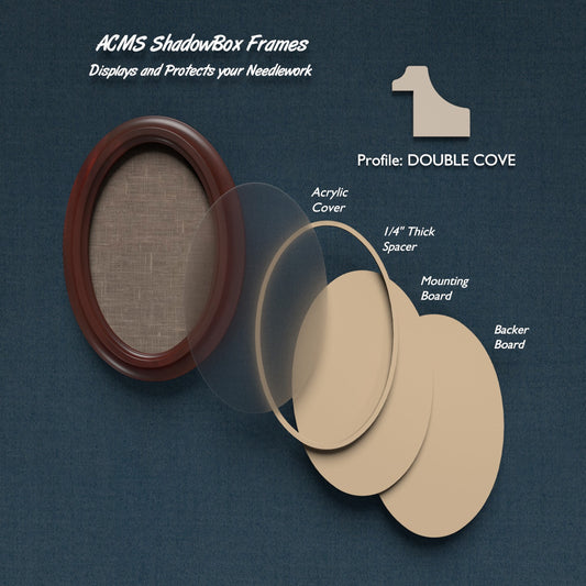 Oval ShadowBox Frame - DOUBLE COVE Profile - 1.375" Frame Width