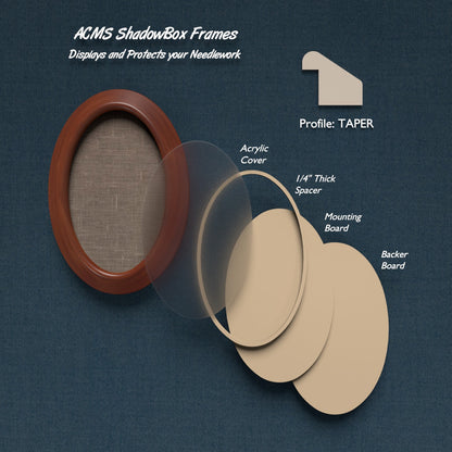 Oval ShadowBox Frame - TAPER Profile - 1.375" Frame Width
