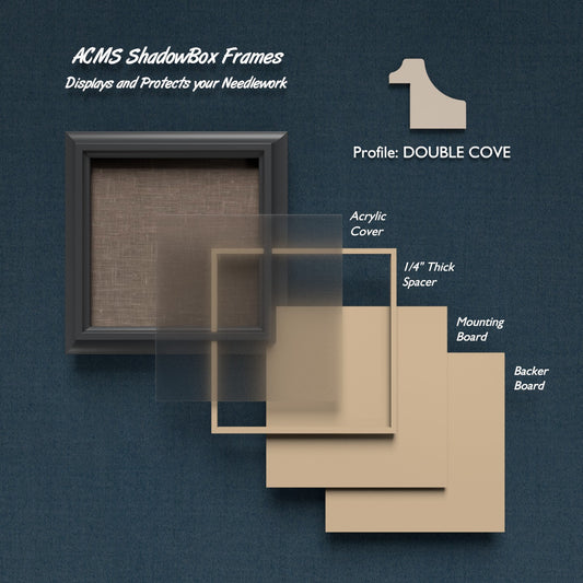Square ShadowBox Frame - DOUBLE COVE Profile - 1.375" Frame Width